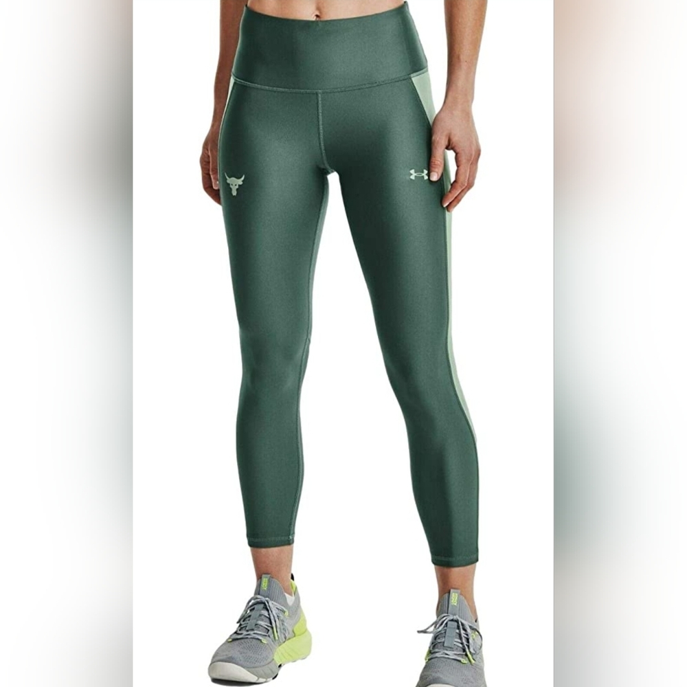 NWT Under Armour Women's Project Rock 7/8 Ankle Leggings Green Size XS
